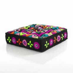 Etnische Vierkante Poef In Patchworkstof Of Fluweel - Vezel -Slide Shop pouf di design etnico quadrato in tessuto patchwork o velluto fibra 17