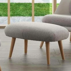 Design Poef In Stof Met Voet In Massief Beuken Arezzo Hout -Slide Shop pouf di design legno faggio e tessuto moderno fatto in italia arezzo
