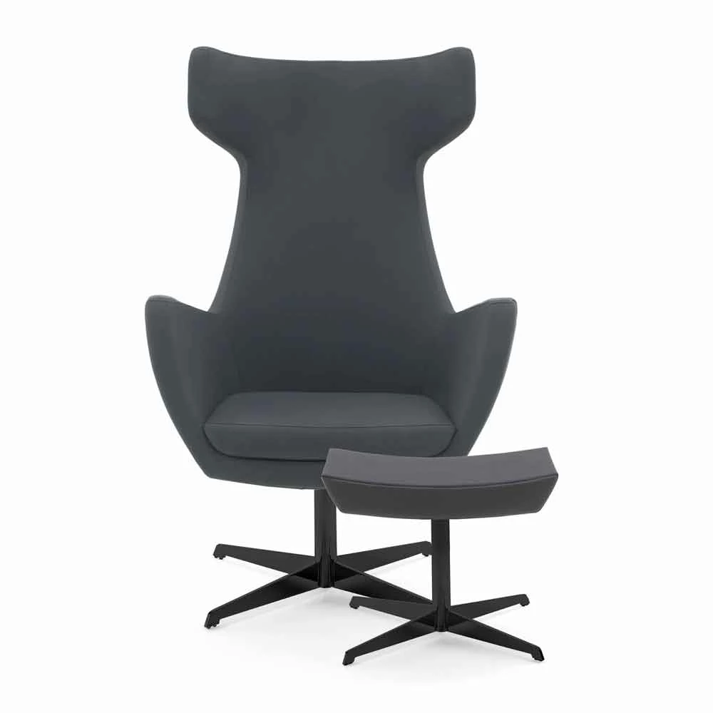 Moderne Kantoorpoef In Eco-leer En Aluminium - Clio 3 Moderne Kantoorpoef In Eco-leer En Aluminium - Clio - Afbeelding 3