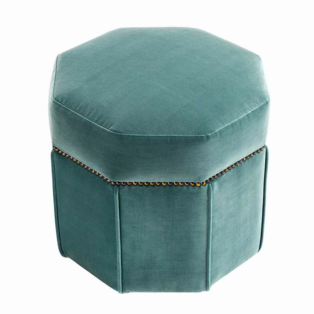 Moderne Poef Bekleed Met Stof, Details Met Messing Afwerking - Brunello 2 Moderne Poef Bekleed Met Stof, Details Met Messing Afwerking - Brunello - Afbeelding 2