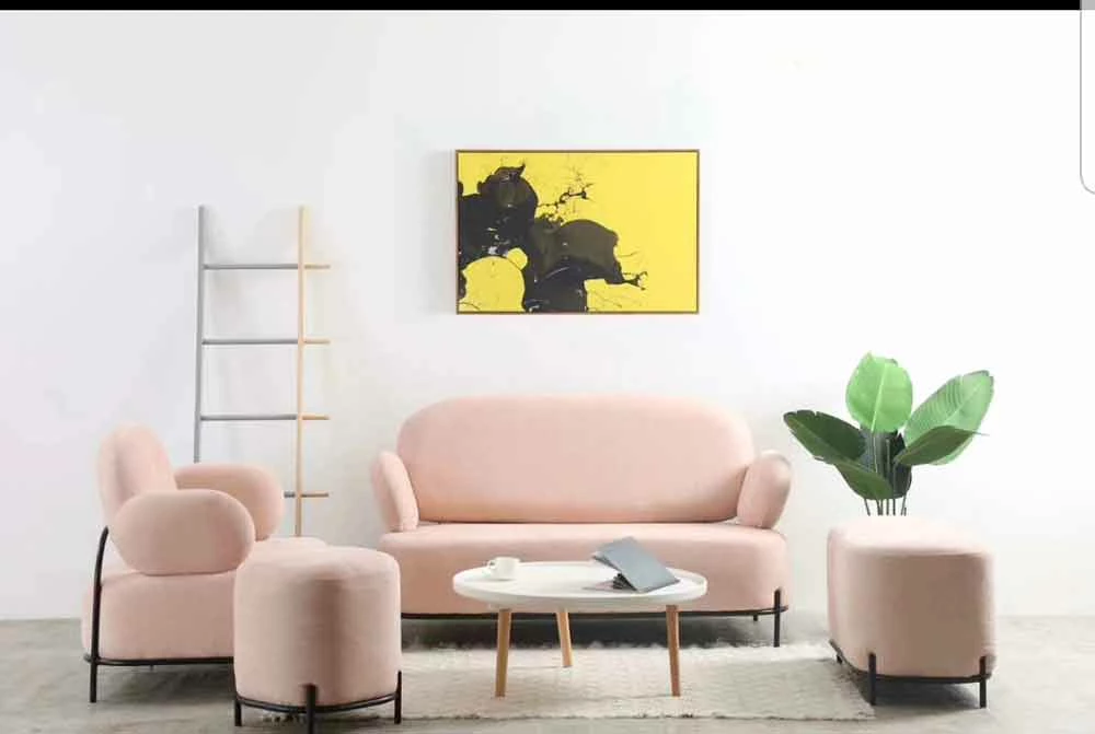 Moderne Vierkante Poef Gestoffeerd En Bedekt Met Poederroze Stof - Pocus 2 Moderne Vierkante Poef Gestoffeerd En Bedekt Met Poederroze Stof - Pocus - Afbeelding 2