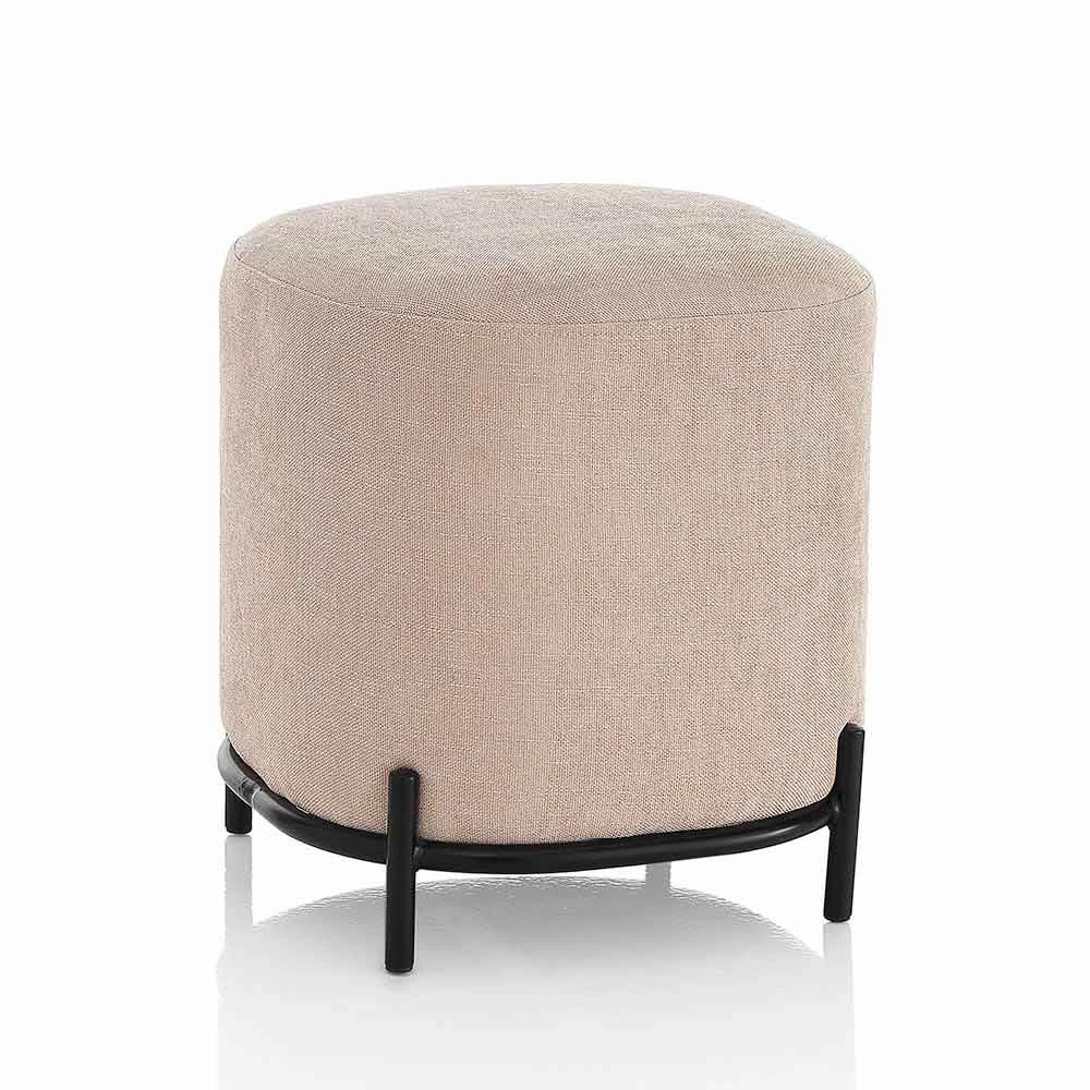 Moderne Vierkante Poef Gestoffeerd En Bedekt Met Poederroze Stof - Pocus 1 Moderne Vierkante Poef Gestoffeerd En Bedekt Met Poederroze Stof - Pocus