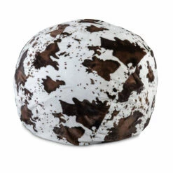 Ronde Woonkamerpoef Bekleed Met Fluweel Met Zijvak - Moranna