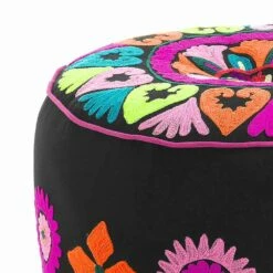 Ronde Poef Van Etnisch Ontwerp In Patchworkstof Of Fluweel - Vezel 35 Ronde Poef Van Etnisch Ontwerp In Patchworkstof Of Fluweel - Vezel -Slide Shop pouf rotondo di design etnico in tessuto patchwork o velluto fibra 2