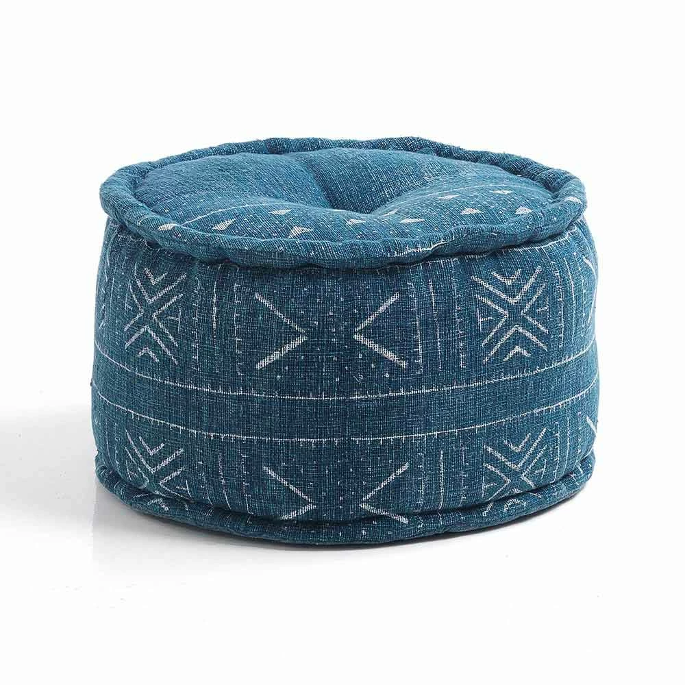 Ronde Poef Van Etnisch Ontwerp In Patchworkstof Of Fluweel - Vezel 5 Ronde Poef Van Etnisch Ontwerp In Patchworkstof Of Fluweel - Vezel - Afbeelding 5
