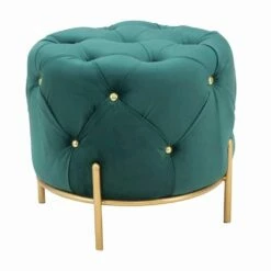 Moderne Design Ronde Poef In Stof, Ijzer En MDF - Ashlie -Slide Shop pouf rotondo di design moderno in ferro mdf e tessuto ashlie 5