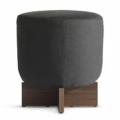 Ronde Stoffen Poef Met Houten Voet Made In Italy - Bonaldo Cross