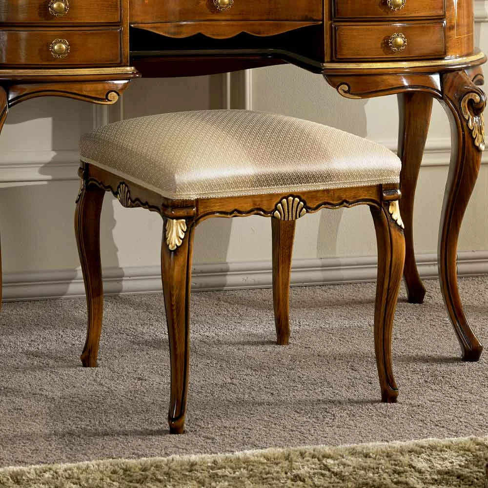 Klassieke Stijl Poef In Hout Bedekt Met Stof Gemaakt In Italië - Cambrige 2 Klassieke Stijl Poef In Hout Bedekt Met Stof Gemaakt In Italië - Cambrige - Afbeelding 2