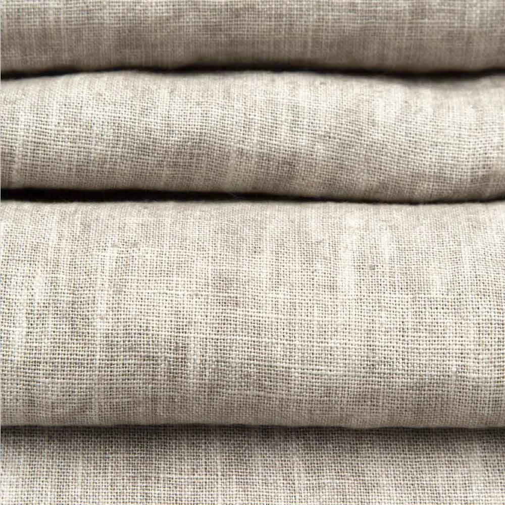 Loper In Beige Linnen Met Luxe Italiaanse Handgemaakte Rand Met Vouw - Limao 4 Loper In Beige Linnen Met Luxe Italiaanse Handgemaakte Rand Met Vouw - Limao - Afbeelding 4