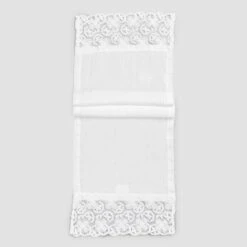 Zware Witte Linnen Loper Met Gehaakt Kant Aan Luxe Zijden - Giangi