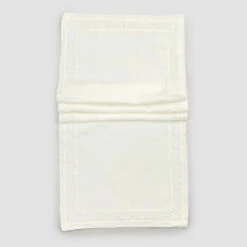 Loper Van Natuurlijk Wit Zwaar Linnen Met Italiaans Luxe Reliëf - Limao