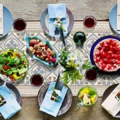 Moderne Tafelloper Met Patroon In Pvc En Polyester - Leno -Slide Shop runner tavolo moderno a fantasia in pvc e poliestere leno 2