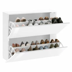 Schoenenrek Wit Glanzend 2 Deuren In Duurzaam Hout Design Arcato - Sabine -Slide Shop scarpiera bianca lucida 2 ante in legno sostenibile design arcato sabine 2