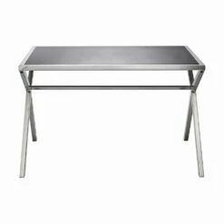 Het Schrijven Van Het Ontwerp In Staal En Glanzend Zwart Glas L120xH75cm Millon 8 Het Schrijven Van Het Ontwerp In Staal En Glanzend Zwart Glas L120xH75cm Millon -Slide Shop scrittoio di design in acciaio e vetro nero lucido l120xh75cm millon 3