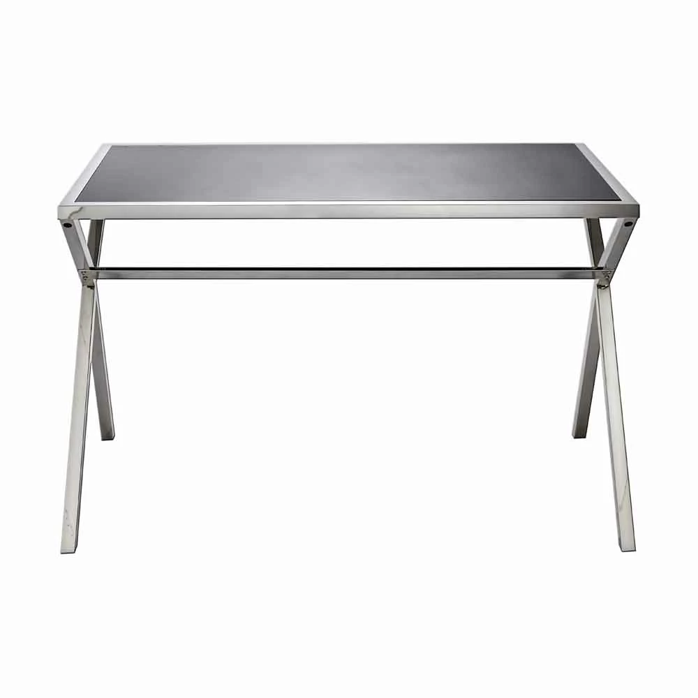 Het Schrijven Van Het Ontwerp In Staal En Glanzend Zwart Glas L120xH75cm Millon 4 Het Schrijven Van Het Ontwerp In Staal En Glanzend Zwart Glas L120xH75cm Millon - Afbeelding 4