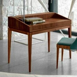 Modern Design Schrijven Bureau In Walnoot, L.105xp.65cm, Acario