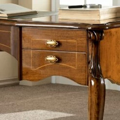 Klassiek Bureau 5 Lades In Hout En Ecoleer Made In Italy - Commodo 11 Klassiek Bureau 5 Lades In Hout En Ecoleer Made In Italy - Commodo -Slide Shop scrivania classica 5 cassetti in legno e ecopelle made in italy commodo 2