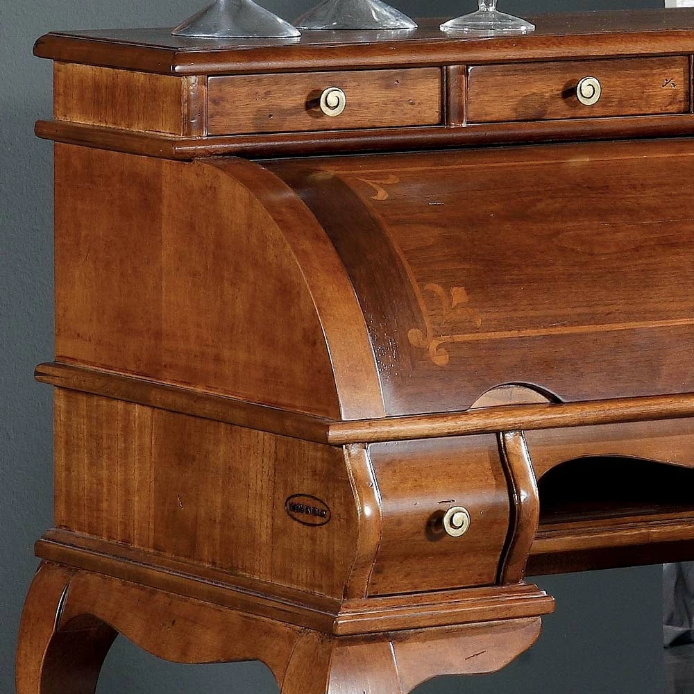 Klassiek Bureau 5 Lades In Hout En Inlegwerk Made In Italy - Hastings 4 Klassiek Bureau 5 Lades In Hout En Inlegwerk Made In Italy - Hastings - Afbeelding 4