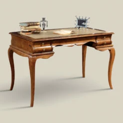 Bureau Met 5 Lades Walnoothout En Eco-leer Made In Italy - Hastings
