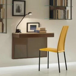 Wandbureau In Melamine En Metaal Met Lade Made In Italy - Silicium
