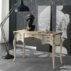 Luxe Houten Woonkamerbureau Met 5 Lades Made In Italy - Caligola -Slide Shop scrivania da salotto 5 cassetti in legno di lusso made in italy caligola 3