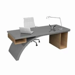 Bureau Gemaakt Van Hout En Solid Surface Bridge, Gemaakt In Italië -Slide Shop scrivania da ufficio in legno e adamantx bridge made in italy 1