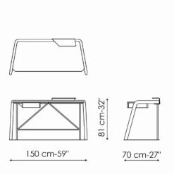 Metalen Designbureau Met Houten Blad Made In Italy - Bonaldo Scriba -Slide Shop scrivania di design in metallo con piano in legno made in italy bonaldo scriba 14
