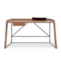 Metalen Designbureau Met Houten Blad Made In Italy - Bonaldo Scriba