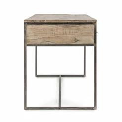 Homemotion Stalen En Acaciahouten Bureau Met 2 Lades - Benver -Slide Shop scrivania in acciaio e legno di acacia con 2 cassetti homemotion benver 3