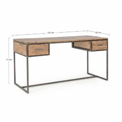Homemotion Stalen En Acaciahouten Bureau Met 2 Lades - Benver -Slide Shop scrivania in acciaio e legno di acacia con 2 cassetti homemotion benver 7
