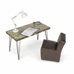 Bureau In Staal En Mdf Met Industrieel Vintage Gedecoreerd Glas - Mundial -Slide Shop scrivania in acciaio e mdf con vetro decorato vintage industriale mundial 3