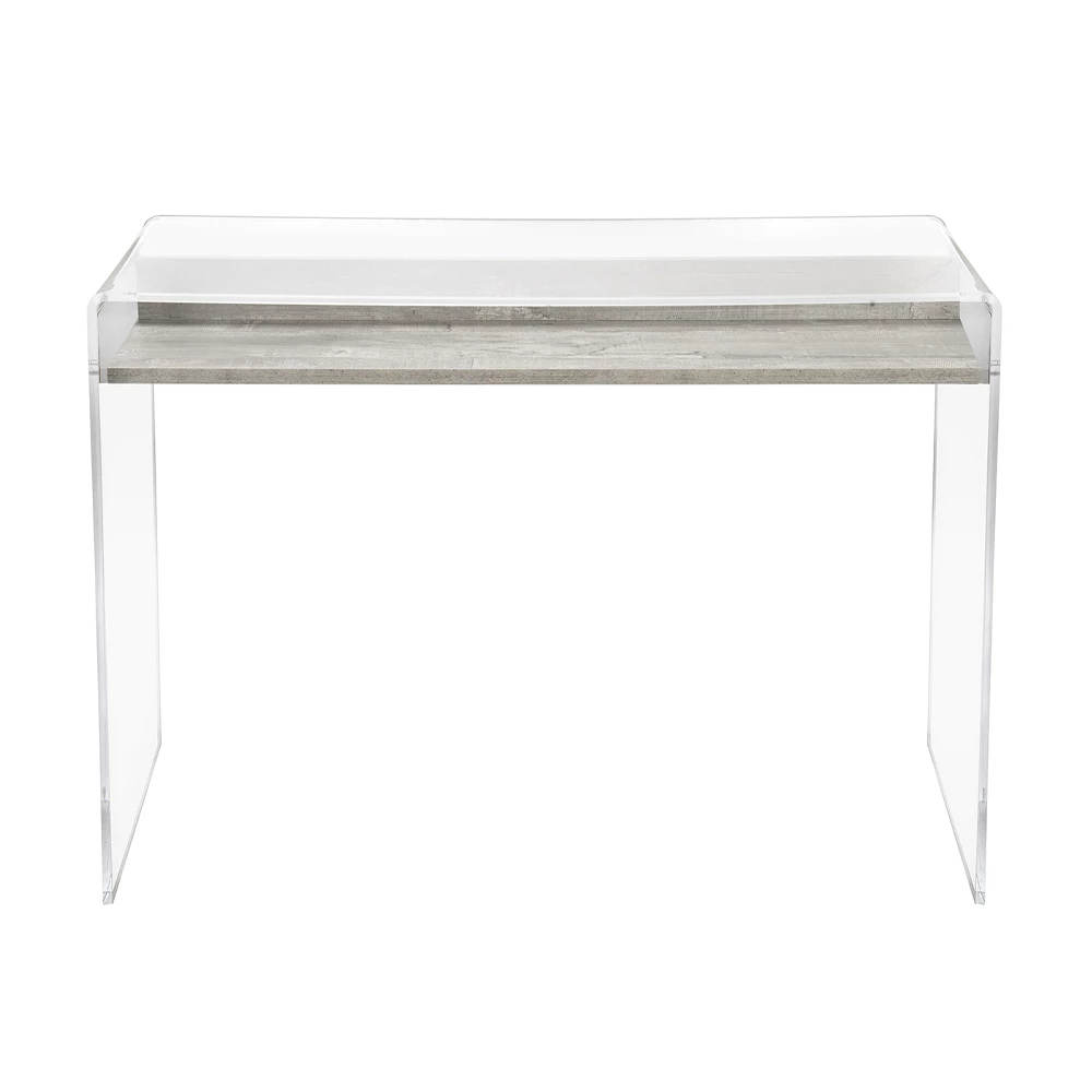 Transparant Plexiglas Bureau Met Design Houten Plank - Carducci 2 Transparant Plexiglas Bureau Met Design Houten Plank - Carducci - Afbeelding 2