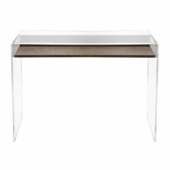 Transparant Plexiglas Bureau Met Design Houten Plank - Carducci 27 Transparant Plexiglas Bureau Met Design Houten Plank - Carducci -Slide Shop scrivania in plexiglass trasparente con ripiano in legno di design carducci 10