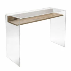 Transparant Plexiglas Bureau Met Design Houten Plank - Carducci 30 Transparant Plexiglas Bureau Met Design Houten Plank - Carducci -Slide Shop scrivania in plexiglass trasparente con ripiano in legno di design carducci 13