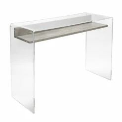 Transparant Plexiglas Bureau Met Design Houten Plank - Carducci