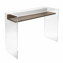Transparant Plexiglas Bureau Met Design Houten Plank - Carducci 26 Transparant Plexiglas Bureau Met Design Houten Plank - Carducci -Slide Shop scrivania in plexiglass trasparente con ripiano in legno di design carducci 9