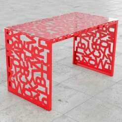 Hedendaagse Schrijftafel Kattedra "Alle Letters" 120x65x75 Mabele, Metaal En Glas -Slide Shop scrivania kattedra lettere a cascata 120x65x75 mabele 3