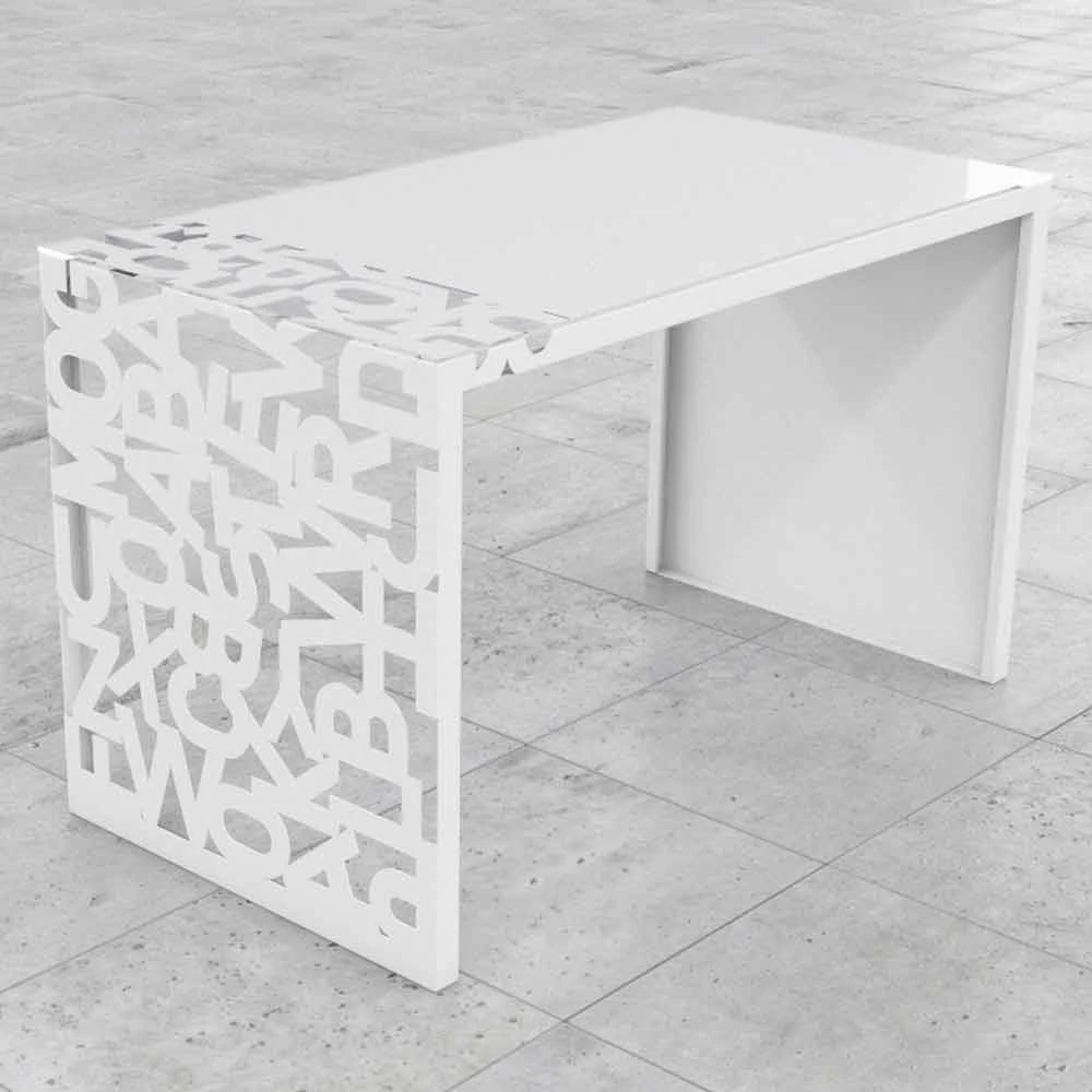 Desk Kattedra "Alle Letters" 160x80x75 Mabele, Metaal En Glas 11 Desk Kattedra "Alle Letters" 160x80x75 Mabele, Metaal En Glas - Afbeelding 11