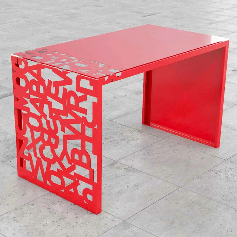 Desk Kattedra "Alle Letters" 160x80x75 Mabele, Metaal En Glas 12 Desk Kattedra "Alle Letters" 160x80x75 Mabele, Metaal En Glas - Afbeelding 12