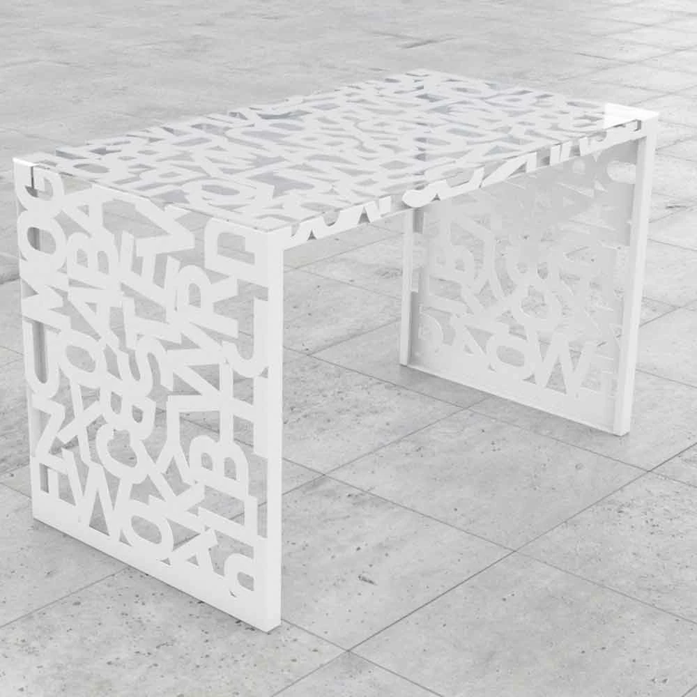 Desk Kattedra "Alle Letters" 160x80x75 Mabele, Metaal En Glas 3 Desk Kattedra "Alle Letters" 160x80x75 Mabele, Metaal En Glas - Afbeelding 3