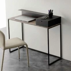 Modern Bureau In Metaal En Melamine Met Lade Made In Italy - Iridio