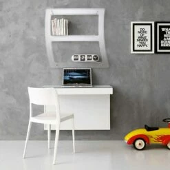 Hangend Bureau In Kristal Met Metalen Structuur Made In Italy - Silicium