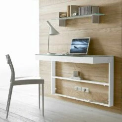 Hangend Bureau In Kristal Met Metalen Structuur Made In Italy - Silicium -Slide Shop scrivania sospesa in cristallo con struttura in metallo made in italy silicio 6