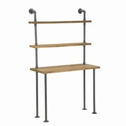 Bureau Met Industrieel Design Planken In Ijzer En Hout - Aubry