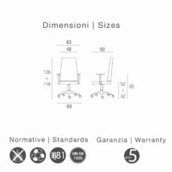 Ergonomische Bureaustoel In Koeienhuid Graan Leersoort Ines -Slide Shop sedia da ufficio ergonomica in pelle di bovino tipo fiore ines 6