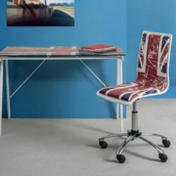 Draaibare Bureaustoel Van Staal En Eco-leer Met Vlagprint - Lollo -Slide Shop sedia da ufficio girevole in acciaio e ecopelle con stampa bandiera lollo 6