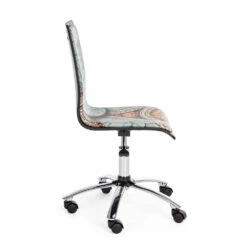 Draaibare Bureaustoel Van Staal En Eco-leer Met Kaartprint - Lollo -Slide Shop sedia da ufficio girevole in acciaio e ecopelle con stampa mappa lollo 2