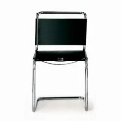 Lederen Bureaustoel Met Verchroomde Stalen Structuur Made In Italy - Elite -Slide Shop sedia da ufficio in cuoio con struttura in acciaio cromato made in italy elite 4