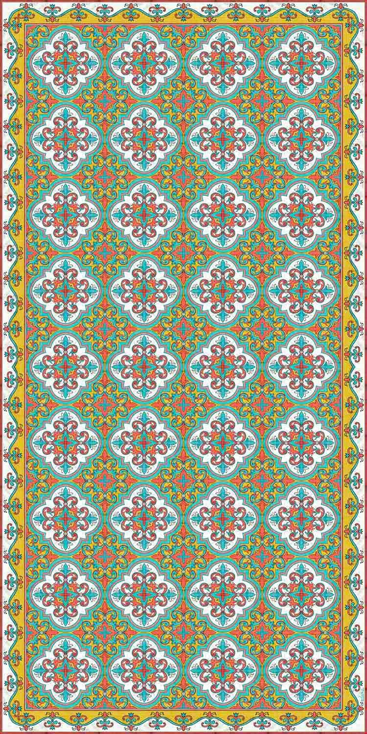 Modern Woonkamertapijt Met Majolica Fantasy In Rechthoekig Vinyl - Costa 2 Modern Woonkamertapijt Met Majolica Fantasy In Rechthoekig Vinyl - Costa - Afbeelding 2