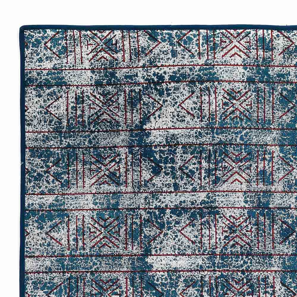 Rechthoekig Tapijt In Blauw Kelim-katoen Of Gekleurd Patchwork - Vezel 4 Rechthoekig Tapijt In Blauw Kelim-katoen Of Gekleurd Patchwork - Vezel - Afbeelding 4